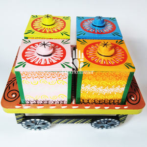 Boîte à fruits secs en bois Art Déco - Ensemble de 4 pièces pour la décoration de la maison, utilisation sur table, cadeaux de rentrée scolaire et d'anniversaire/baptême - Product Image 3