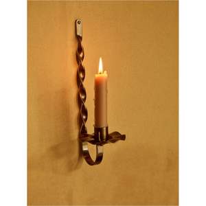 Applique murale vintage en laiton et fer forgé, porte-bougie en métal torsadé en spirale, chandelier suspendu pour la décoration intérieure et les mariages - Product Image 1