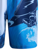 Short de bain pour homme à séchage rapide, imprimé par sublimation, motif surf, taille à cordon, décontracté, bleu à motifs
