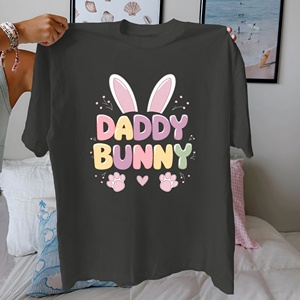 DADDY BUNNY diseño juguetón Camiseta de algodón puro Mujer ajuste cómodo - Product Image 2