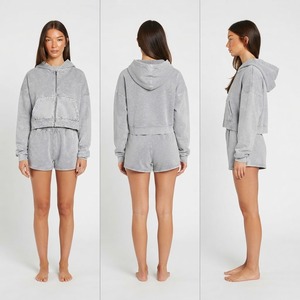 Y2K Acid Wash Denim Hoodie Zip Up Top And Skirt Two <b>Piece</b> Set <b>Women's</b> Casual <b>Outfit</b> - Product Image 6