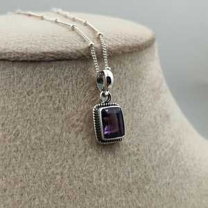Sterling Silver <b>Amethyst</b> Pendant Handmade February Birthstone Purple Gemstone Pendant Elegant Jewelry Gift For Women - Product Image 1