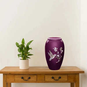 Urnes funéraires biodégradables style européen et américain pour cendres humaines, motif Colibri Monarch, 200-220 pouces cubes, fournitures funéraires - Product Image 3