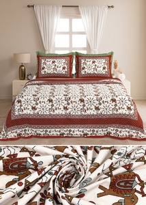 Juego de Sábanas de Algodón de Calidad de 3 Piezas con Estampado Floral Manthan, Impresas a Mano, 40 Hilos, 300 Hilos por Pulgada Cuadrada, 1.8 m, Resistentes a la Decoloración, Personalizables, para Todas las Estaciones - Product Image 3