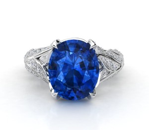 Glamorous 925 Sterling Silver Big Blue Gemstone <b>Ring</b> Sparkling <b>CZ</b> Side Detail Women Party Wear <b>Ring</b> - Product Image 2