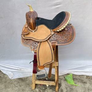 Selle de dressage sans arceau en cuir véritable faite à la main, style western cowboy, pour l'équitation anglaise – Vente chaude - Product Image 1