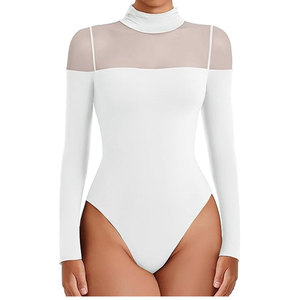 Top de Diseño Moderno con Malla Translúcida, Estilo Chic y Elegante para Mujer, Ajuste Delgado, Body para Mujer - Product Image 6