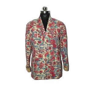 Manteau d'hiver en coton Kantha fait à la main pour femmes imprimé floral multicolore court Maxi XL taille peignoir veste ethnique-vente en gros - Product Image 1