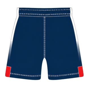 Ensemble de rugby bleu marine, rouge et blanc, maillot à manches courtes avec fermeture éclair sur le devant, short assorti, respirant, uniforme sportif pour l'entraînement en équipe - Product Image 6