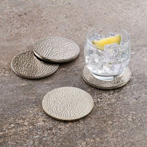 Modern Decorative Metal Coaster Set with Storage Holder for Home Dining Room Office <b>Desk</b> and Kitchen Decor - Product Image 5