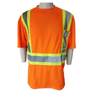 Camisa de Trabajo de Alta Visibilidad Color Naranja para Hombre, Estilo Chaleco de Poliéster con Franjas Reflectantes y Bolsillo en el Pecho - Product Image 5