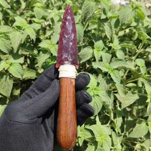 Wholesale Red Titanium Aura Obsidian Arrowhead 8 Inch <b>Portable</b> Antique Imitation Handmade Carved Etched Gemstone Art Collectible - Product Image 3