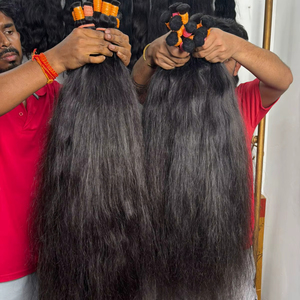 Extensions de cheveux humains lisses et bouclés, traités, double épaisseur, naturels, légers, écologiques, en vrac - Product Image 1