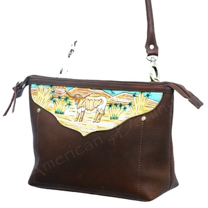 Sling Bag Western Style Cuero Floral Tooled Crossbody Bag Cowgirl Bag Fabricante superior Proveedor Saman Exports - Product Image 3