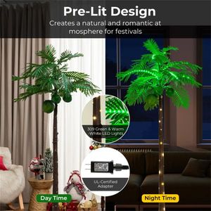Palma Artificiale Stile Hawaiano da 6 Piedi con Illuminazione LED, Albero Decorativo Sempreverde Ecologico per Matrimoni e Uffici, Personalizzabile - Product Image 4
