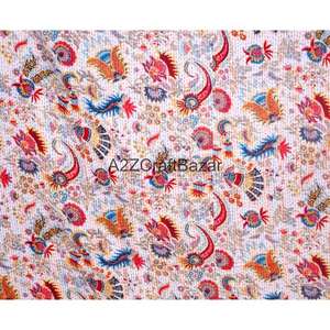 Edredón Kantha de Algodón Orgánico Hecho a Mano, Relleno 100% Algodón, Diseño Multicolor, Cosido a Mano, Ecológico, Reversible para Todas las Estaciones - Product Image 2