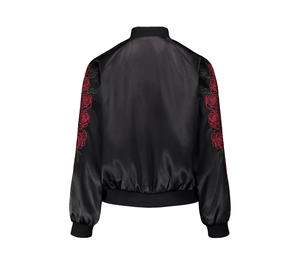Chaqueta Bomber Reversible de Satén para Mujer, Diseño Personalizado Estampado, Mangas con Bordado Floral, Transpirable, Impermeable, Tejida - Product Image 2