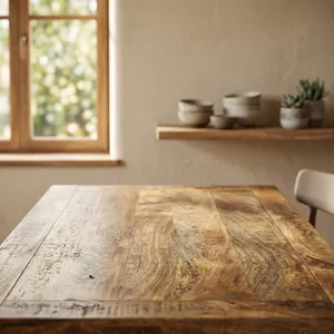 Planche à découper rectangulaire en bois de manguier rustique, finition antique durable, surface de table de cuisine, mobilier de maison - Product Image 2