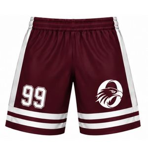 Conjunto de Hockey sobre Hielo Sublimado Color Borgoña para Hombre, Jersey y Pantalones Cortos de Poliéster a Rayas, Uniforme Deportivo Ligero para Competencia de Equipo - Product Image 4