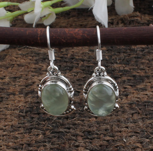 Pendientes de Prehnita Natural, Plata de Ley 925, Pendientes de Piedra Preciosa, Joyería de Prehnita Genuina, Fabricante Mayorista - Product Image 5