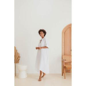 Elegant White Cotton Kaftan <b>Dress</b> For Women Loose Fit Beach Cover Up Casual Summer Maxi <b>Dress</b> - Product Image 2