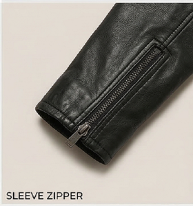 Mens Black Leather <b>Biker</b> <b>Jacket</b> Slim Fit Premium Genuine Leather Asymmetrical Zipper Padded Shoulders Stylish Moto <b>Jacket</b> - Product Image 3