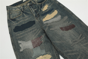 Pantalon pour homme tendance streetwear personnalisé, jean délavé, denim délavé à la pierre, jean décontracté ample pour homme - Product Image 4