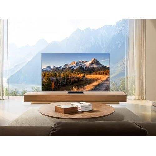 Mini LED Smart TV 75 Inch Frameless Panel 4K HDR 144Hz Refresh Audio Kitchen WebOS System Multiple Sizes Available Black Cabinet