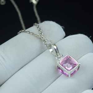 Pendentif en Kunzite rose taille coussin, en argent sterling 925, pierre précieuse naturelle, collier, cadeau de mariage ou de Noël - Product Image 2