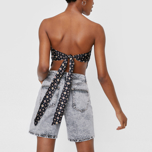Shorts de Mezclilla con Lavado Ácido para Mujer, Shorts Anchos y Holgados al por Mayor, Ropa Casual Urbana Personalizada, Marca Privada OEM - Product Image 3
