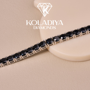 Bracelet unisexe plaqué or blanc de luxe, diamant noir fantaisie taille brillant rond, classique pour tous les jours, bijoux en or 14 carats - Product Image 4