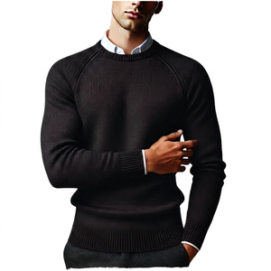 Pull en laine d'hiver pour homme avec logo personnalisé ODM, anti-boulochage, épaisseur polaire, col rabattable, fermeture éclair, motif sur le devant - Product Image 2