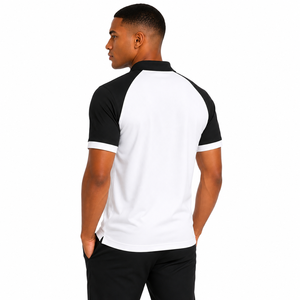 Wholesale Men's Knitted Pique Cotton Raglan Sleeve Shirt Zipper Placket Contrast Panel Sportswear Breathable Anti-Wrinkle Tennis - Product Image 4