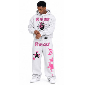 Conjunto de Chándal Ligero y Transpirable de Algodón 100% para Hombre, Diseño de Sudadera con Cremallera y Corte Acampanado, Venta al por Mayor OEM Personalizada - Product Image 2
