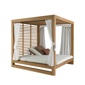 Cama de Día de Lujo para Exteriores de Madera de Teca Sólida con Toldo, Muebles Modernos para Jardín, Piscina, Resort y Hotel, Venta al Por Mayor - Product Image 2