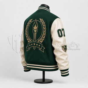 Veste universitaire personnalisée pour homme, corps en laine, manches en cuir, lettrage brodé, veste bomber de baseball, fabricant - Product Image 5