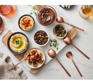 <b>Copper</b> Round Teaspoons Set Modern Flatware Rust Resistant Metal <b>Utensils</b> For Wedding Party Use And Home Dining Use - Product Image 6