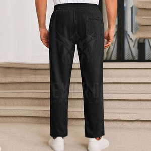 Pantalones Casuales de Hombre Negros con Cintura Elástica y Cordón Ajustable, con Bolsillos Laterales, Tejido de Punto Transpirable de Peso Medio, para Primavera - Product Image 6