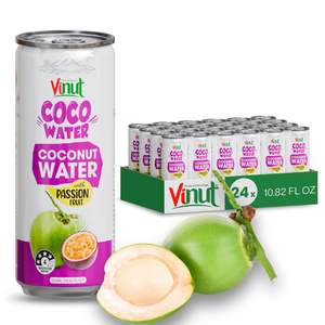 Agua de Coco Sin Azúcar con Puré de Maracuyá 320ml, 100% Jugo, Venta al Por Mayor, Marca Privada, Muestra Gratuita, Fabricante de Vietnam - Product Image 1