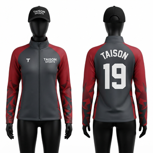 Sudadera Unisex para Entrenamiento de Hockey sobre Césped, 330g, Felpa Premium, Paneles Rojos y Negros Raglán, Logotipo Personalizado con Transferencia Térmica, con Capucha, de Secado Rápido - Product Image 1