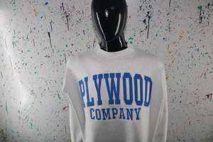 Sudadera de cuello alto PLYWOOD COMPANY WHITE 100% azul cielo con bordado de apliques, sudadera de cuello ancho con hilos finos - Product Image 5