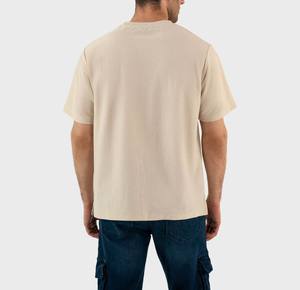 Camiseta Premium Texturizada para Hombre, Color Beige, Manga Corta, Estilo Básico, 100% Algodón, Secado Rápido, Transpirable, Personalizable, Estilo Urbano - Product Image 6