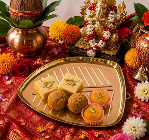 Assiette décorative en laiton en forme de feuille, personnalisée, faite à la main, polie, pour la pooja, les plats sucrés et les services de table, en promotion. - Product Image 3