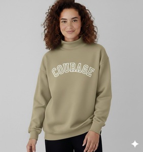 Premium Quality Women's Winter <b>Long</b>-Sleeved Fleece Pullover Sports Mockneck <b>Sweatshirt</b> Embroidered Front Logo - Product Image 5