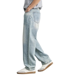 Dernière tendance 2025 hommes mode jean coupe ample droite taille moyenne étiquette personnalisée lisière de luxe haute qualité affaires Style décontracté - Product Image 4