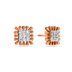 18K Rose Gold <b>Square</b> Sunburst Lab Grown <b>Diamond</b> Cluster Stud <b>Earrings</b> Luxury Fine Jewelry for Women Wholesale - Product Image 2
