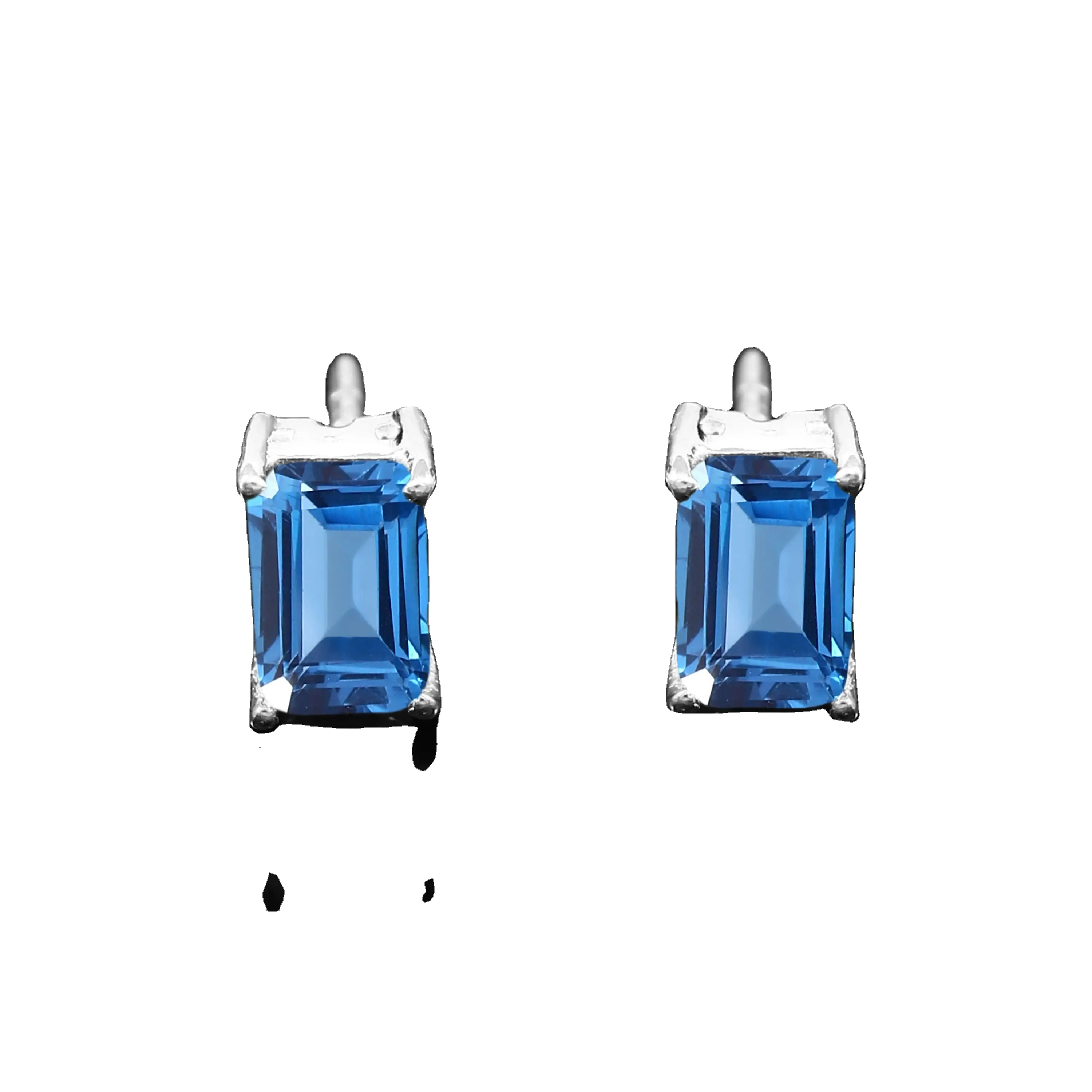 Màu xanh tự nhiên Topaz Bông tai cổ bông tai cổ màu xanh Topaz Bông tai cổ Topaz 925 Sterling Bạc món quà đặc biệt