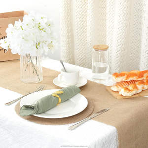 Ensemble de sets de table et de chemins de table en jute 100% naturelle, sets de table ronds en jute et chemins de table rustiques en toile de jute, pour fête champêtre - Product Image 5