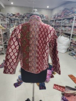 Jaket Wanita Bohemian Tanpa Kancing Depan Lengan Panjang Motif Batik Bordir 100% Katun Pakaian Luar Kasual Semua Musim HADIAH UNTUK DIA