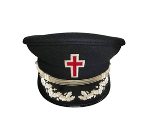 Sir Knight Knights Templar Fatigue <b>Cap</b> Silver Vinework Premium Black Ceremonial Regalia Headwear - Product Image 1
